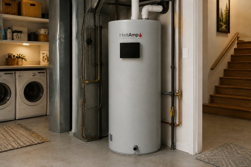 HeatAmp water heater installed in a North American home